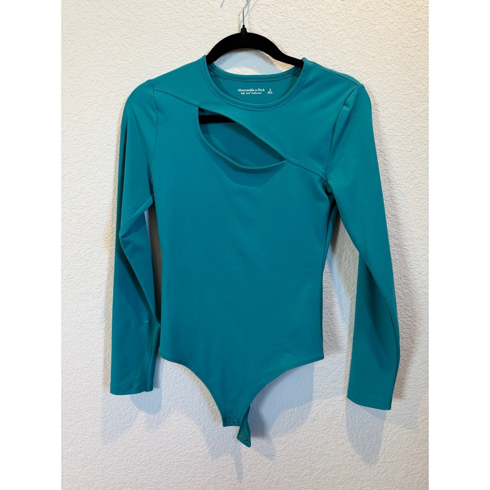 Abercrombie Fitch Soft A F Collection Teal Cutout Long Sleeve‎ Bodysuit Size S